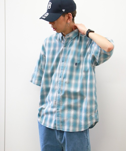 VENCEEXCHANGE（ヴァンスエクスチェンジ）の「オンブレチェック半袖シャツ（シャツ/ブラウス・メンズ・グリーン/ブルー/オレンジ・M/L）」の21枚目の写真