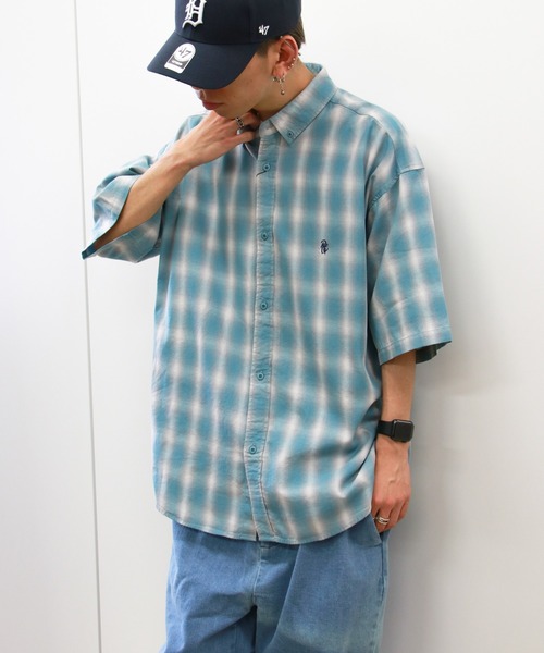 VENCEEXCHANGE（ヴァンスエクスチェンジ）の「オンブレチェック半袖シャツ（シャツ/ブラウス・メンズ・グリーン/ブルー/オレンジ・M/L）」の18枚目の写真