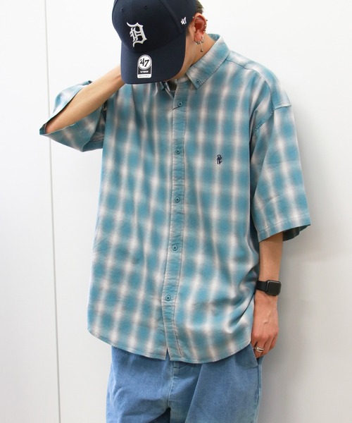 VENCEEXCHANGE（ヴァンスエクスチェンジ）の「オンブレチェック半袖シャツ（シャツ/ブラウス・メンズ・グリーン/ブルー/オレンジ・M/L）」の12枚目の写真