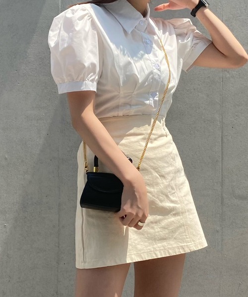 Voyage titty&Co.PETIT（ボヤージュティティアンドコープチ）の「【Voyage titty&Co. PETIT】タックパフブラウス（シャツ/ブラウス・レディース・ホワイト/ブルー・FREE）」の8枚目の写真