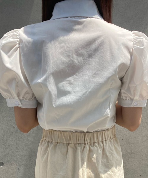 Voyage titty&Co.PETIT（ボヤージュティティアンドコープチ）の「【Voyage titty&Co. PETIT】タックパフブラウス（シャツ/ブラウス・レディース・ホワイト/ブルー・FREE）」の5枚目の写真