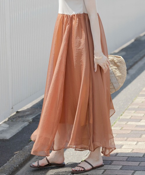 URBAN RESEARCH Sonny Label（アーバンリサーチサニーレーベル）の「『WEB限定』シャイニーシフォンドッキングワンピース（ワンピース・レディース・ミント/オレンジ/ネイビー・FREE）」の8枚目の写真