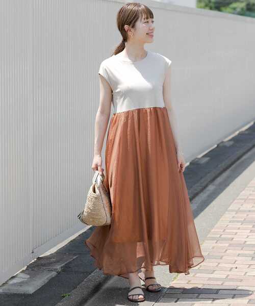 URBAN RESEARCH Sonny Label（アーバンリサーチサニーレーベル）の「『WEB限定』シャイニーシフォンドッキングワンピース（ワンピース・レディース・ミント/オレンジ/ネイビー・FREE）」の9枚目の写真