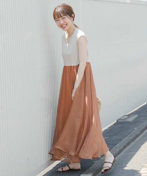 URBAN RESEARCH Sonny Label（アーバンリサーチサニーレーベル）の「『WEB限定』シャイニーシフォンドッキングワンピース（ワンピース・レディース・ミント/オレンジ/ネイビー・FREE）」の11枚目の写真