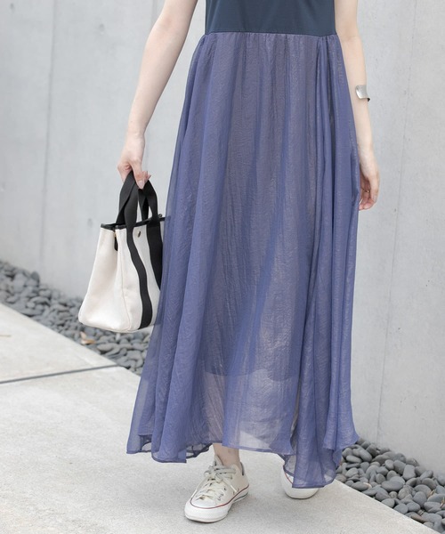 URBAN RESEARCH Sonny Label（アーバンリサーチサニーレーベル）の「『WEB限定』シャイニーシフォンドッキングワンピース（ワンピース・レディース・ミント/オレンジ/ネイビー・FREE）」の16枚目の写真