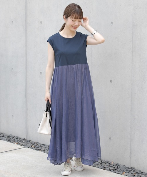 URBAN RESEARCH Sonny Label（アーバンリサーチサニーレーベル）の「『WEB限定』シャイニーシフォンドッキングワンピース（ワンピース・レディース・ミント/オレンジ/ネイビー・FREE）」の17枚目の写真