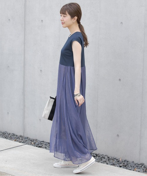 URBAN RESEARCH Sonny Label（アーバンリサーチサニーレーベル）の「『WEB限定』シャイニーシフォンドッキングワンピース（ワンピース・レディース・ミント/オレンジ/ネイビー・FREE）」の19枚目の写真