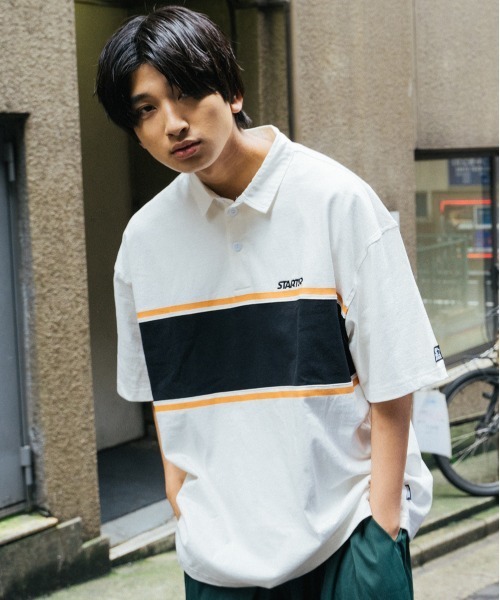 STARTER（スターター）の「JE-STARTER.ラガーポロシャツ（ポロシャツ・メンズ・ホワイト/ブラック/グリーン・M/L）」の2枚目の写真