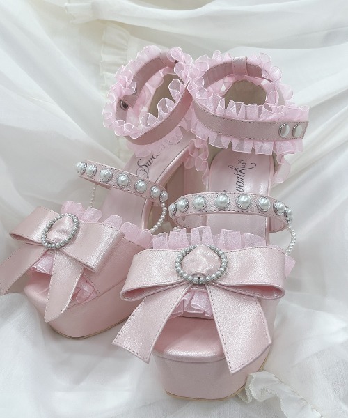 Swankiss(スワンキス)の「PG ribbon pearl sandal(サンダル・レディース・ブラック/ピンク/シルバー・MEDIUM/LARGE)」の18枚目の写真