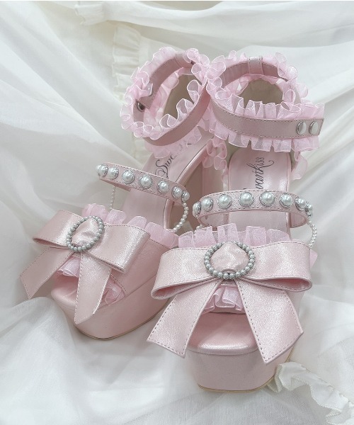 Swankiss(スワンキス)の「PG ribbon pearl sandal(サンダル・レディース・ブラック/ピンク/シルバー・MEDIUM/LARGE)」の19枚目の写真