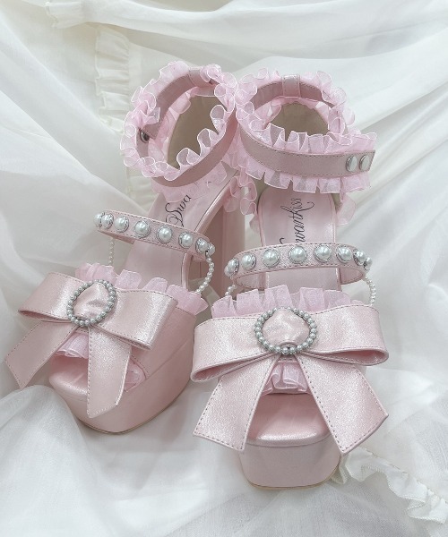 Swankiss(スワンキス)の「PG ribbon pearl sandal(サンダル・レディース・ブラック/ピンク/シルバー・MEDIUM/LARGE)」の22枚目の写真