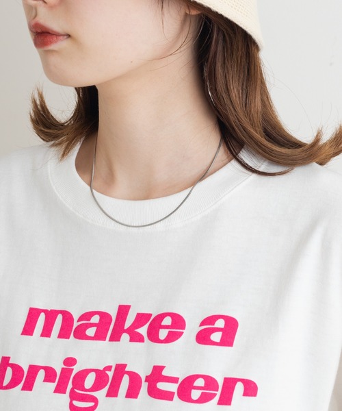 Kastane（カスタネ）の「make a brighter ロゴTee（Tシャツ/カットソー・レディース・ピンク/ライトグレー/ベージュ/オフホワイト・M）」の11枚目の写真