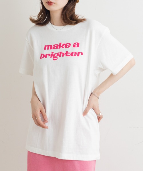 Kastane（カスタネ）の「make a brighter ロゴTee（Tシャツ/カットソー・レディース・ピンク/ライトグレー/ベージュ/オフホワイト・M）」の5枚目の写真
