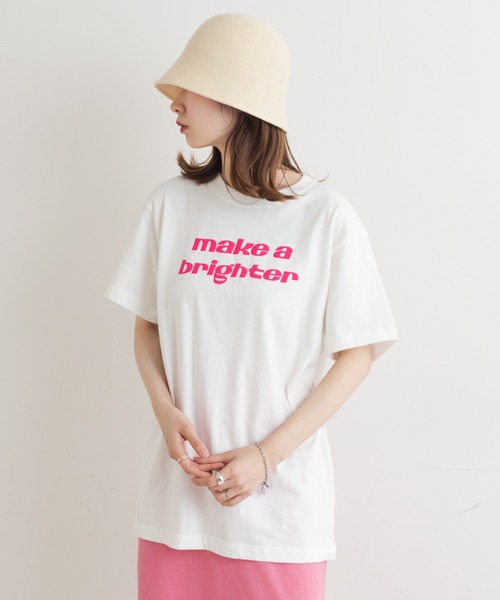Kastane（カスタネ）の「make a brighter ロゴTee（Tシャツ/カットソー・レディース・ピンク/ライトグレー/ベージュ/オフホワイト・M）」の6枚目の写真
