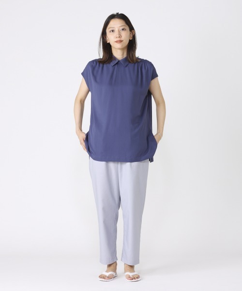 NIMES(ニーム)の「コットンリネンクロップド(その他パンツ・レディース・ブラック/オフホワイト/サックスブルー・1/0)」の4枚目の写真