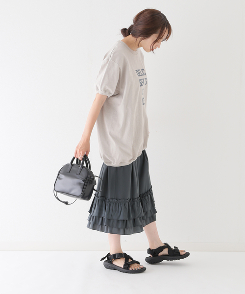 JOURNAL STANDARD relume（ジャーナルスタンダード　レリューム）の「リサイクルポリフリルヘムスカート（スカート・レディース・ブラック/チャコールグレー・FREE）」の9枚目の写真