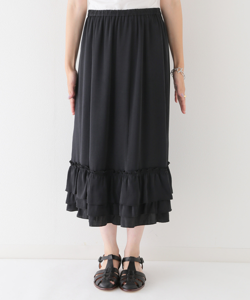 JOURNAL STANDARD relume（ジャーナルスタンダード　レリューム）の「リサイクルポリフリルヘムスカート（スカート・レディース・ブラック/チャコールグレー・FREE）」の12枚目の写真