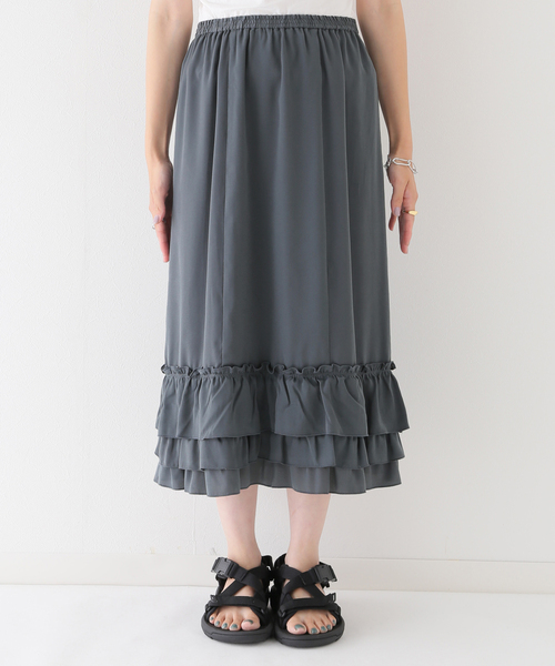JOURNAL STANDARD relume（ジャーナルスタンダード　レリューム）の「リサイクルポリフリルヘムスカート（スカート・レディース・ブラック/チャコールグレー・FREE）」の16枚目の写真