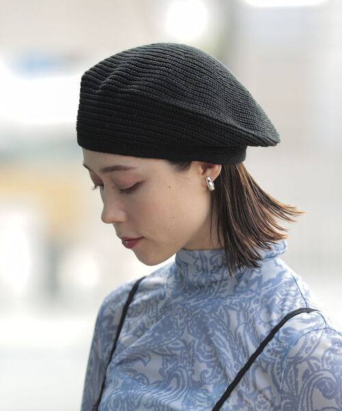 Ray BEAMS(レイビームス)の「Ray BEAMS / ニット ステッチ ベレー帽(ハンチング/ベレー帽・レディース・オフホワイト/ブラック/パープル・ONE SIZE)」の7枚目の写真