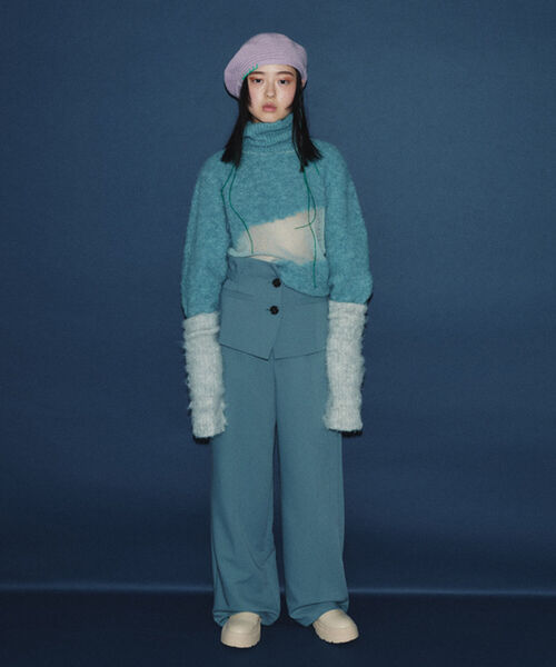 Ray BEAMS(レイビームス)の「Ray BEAMS / ニット ステッチ ベレー帽(ハンチング/ベレー帽・レディース・オフホワイト/ブラック/パープル・ONE SIZE)」の8枚目の写真