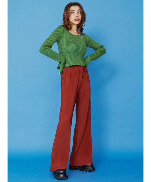 EVRIS（エヴリス）の「フロックボタンタイトニットトップス（ニット/セーター・レディース・ホワイト/ブラック/グリーン・FREE）」の9枚目の写真