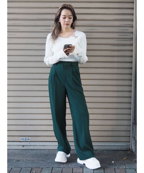 EVRIS（エヴリス）の「フロックボタンタイトニットトップス（ニット/セーター・レディース・ホワイト/ブラック/グリーン・FREE）」の17枚目の写真