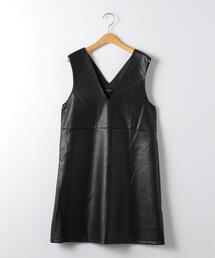 green label relaxing（グリーンレーベルリラクシング）の「【WEB限定サイズあり】TJ フェイクレザー ジャンパースカート 140cm-160cm（ワンピース・キッズ）」