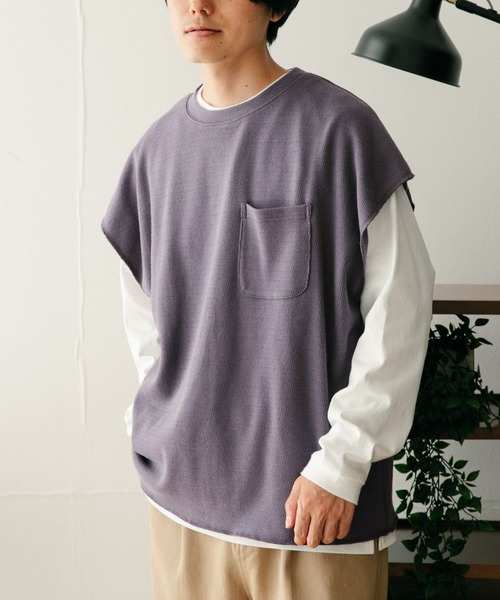 ITEMS URBANRESEARCH(アイテムズ アーバンリサーチ)の「ハニカムワッフルベスト アンサンブル(ベスト・メンズ・グレー/ベージュ/ネイビー・LARGE/MEDIUM)」の11枚目の写真
