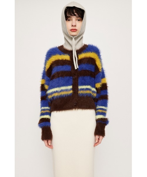 y2k Vホスロック系 ムラ染めベロアカーディガン コーディガン L SEANA セール】 アシンメトリーVネックカーディガン （カーディガン