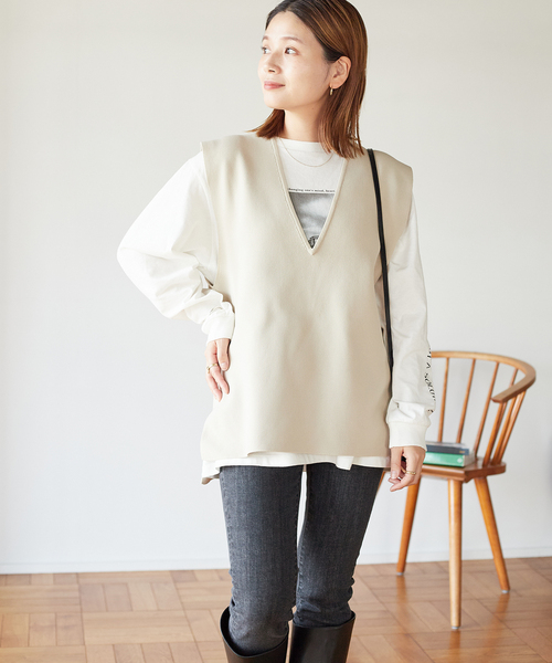 JOURNAL STANDARD(ジャーナルスタンダード)の「RENUミラノリブ ベスト(ベスト・レディース・ブラック/アイボリー・FREE)」の21枚目の写真