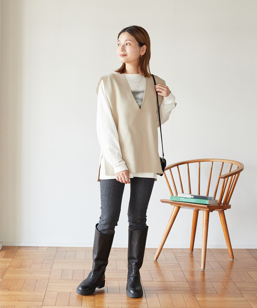 JOURNAL STANDARD(ジャーナルスタンダード)の「RENUミラノリブ ベスト(ベスト・レディース・ブラック/アイボリー・FREE)」の16枚目の写真