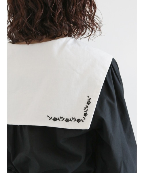 ehka sopo(エヘカソポ)の「バイカラー刺繍ブラウス(シャツ/ブラウス・レディース・ブラック/グリーン/キナリ・フリ-)」の10枚目の写真