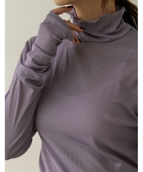 ハイネック指穴プルオーバー