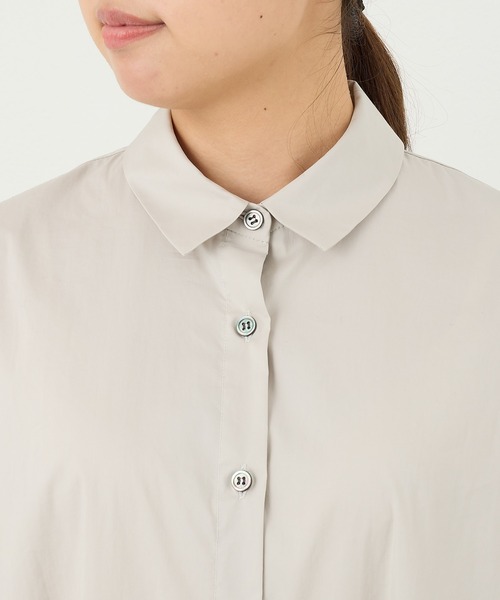 OUVRAGE CLASSE（ウヴラージュクラス）の「ロングシャツワンピース（シャツワンピース・レディース・グレイッシュベージュ/チャコールグレー・FREE）」の10枚目の写真