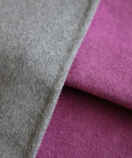 Bonjour Sagan（ボンジュールサガン）の「リサイクルウールダブルフェイスリバーシブルコート（ノーカラーコート・レディース・ダークグレー/ピンク/ブラウン・FREE）」の8枚目の写真