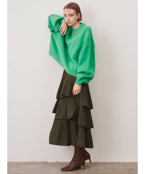 ELENDEEK(エレンディーク)の「プリーツティアードスカート(スカート・レディース・ブラック/カーキ・01/02)」の7枚目の写真