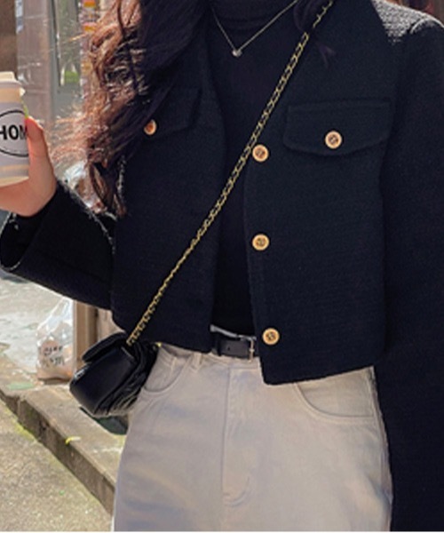 SONA(ソナ)の「SONYUNARA ノーカラーツイードジャケット(ノーカラージャケット・レディース・ブラック・FREE)」の22枚目の写真
