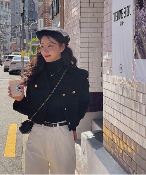 SONA(ソナ)の「SONYUNARA ノーカラーツイードジャケット(ノーカラージャケット・レディース・ブラック・FREE)」の10枚目の写真