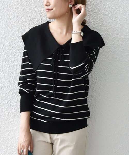 SHIPS any:〈手洗い可能〉ビッグカラー ニット プルオーバー（ニット