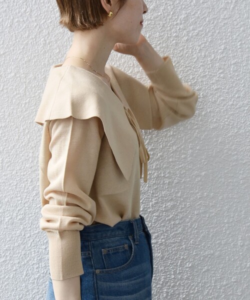 SHIPS any:〈手洗い可能〉ビッグカラー ニット プルオーバー（ニット