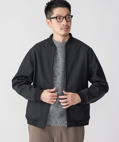 SHIPS(シップス)の「SHIPS: ポンチ 裏フリース ストレッチ リブ ブルゾン(ブルゾン・メンズ・ブラック/ネイビー・SMALL/MEDIUM/LARGE/X-LARGE)」の2枚目の写真