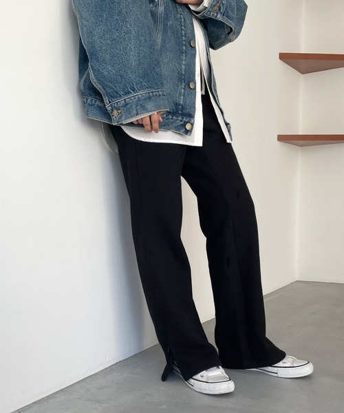 CANAL JEAN(キャナルジーン)の「RED CHOP WORKS 裏起毛サイドスリットパンツ(その他パンツ・レディース・オートミール/グリーン/ブラック/グレー・36/38)」の2枚目の写真