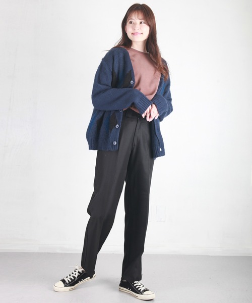 WESTSEA(ウエストシー)の「モヘヤタッチ起毛 アーガイル柄ニットカーディガン(カーディガン/ボレロ・メンズ・ダークネイビー/ブラック・L/M/LL)」の15枚目の写真