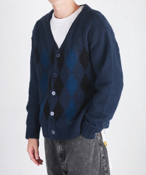 WESTSEA（ウエストシー）の「モヘヤタッチ起毛 アーガイル柄ニット  