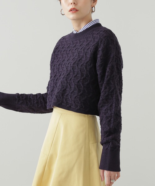 N.(N. Natural Beauty Basic)(エヌエヌナチュラルビューティーベーシック)の「【横田ひかるさん着用】◆ショートレングスパターンニット(ニット/セーター・レディース・オフホワイト/グリーン/ネイビー・MEDIUM)」の14枚目の写真