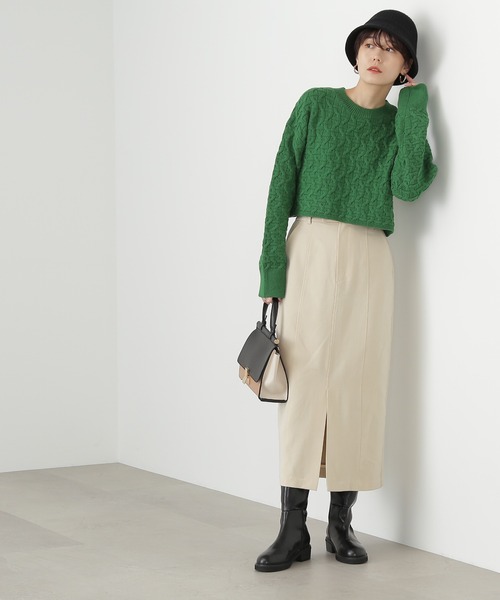 N.(N. Natural Beauty Basic)(エヌエヌナチュラルビューティーベーシック)の「【横田ひかるさん着用】◆ショートレングスパターンニット(ニット/セーター・レディース・オフホワイト/グリーン/ネイビー・MEDIUM)」の10枚目の写真