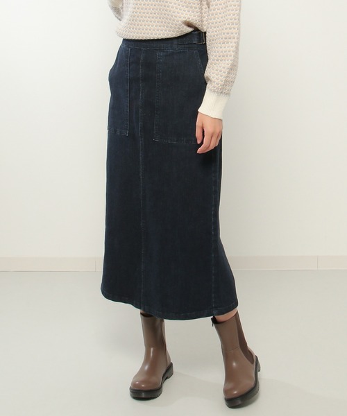 ikka（イッカ）の「デニムIラインスカート（デニムスカート・レディース・オフホワイト/ネイビー・M/L）」の2枚目の写真