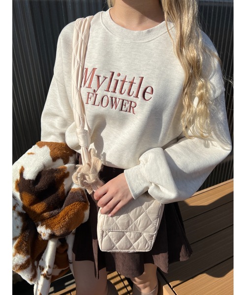 WC（ダブル シー）の「FLOWER刺繍スウェット（スウェット・レディース・グリーン/ブラック/ライトグレー/パープル・FREE）」の2枚目の写真