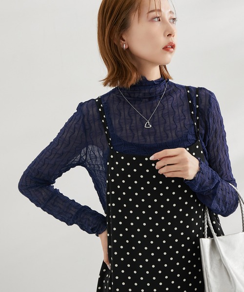 ROPE' PICNIC（ロペピクニック）の「シアージャガードタートル（Tシャツ/カットソー・レディース・オフホワイト/チャコールグレー/ピンク系その他2/ネイビー/ライトグリーン/ターコイズブルー/ピンク系その他/クリーム/レッド・38）」の6枚目の写真