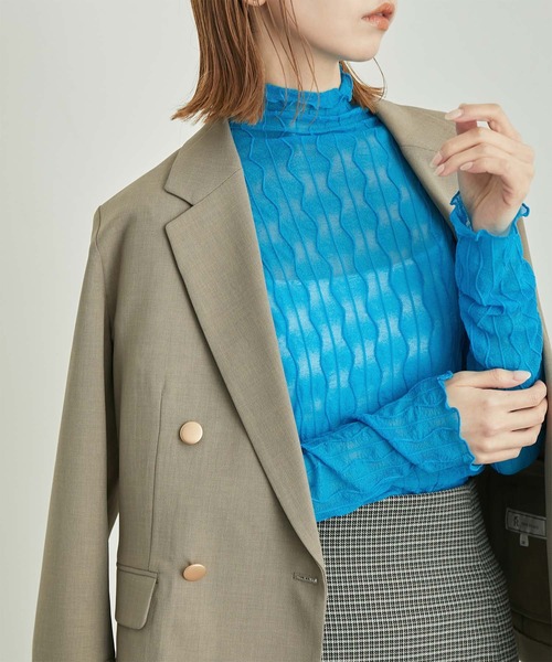 ROPE' PICNIC（ロペピクニック）の「シアージャガードタートル（Tシャツ/カットソー・レディース・オフホワイト/チャコールグレー/ピンク系その他2/ネイビー/ライトグリーン/ターコイズブルー/ピンク系その他/クリーム/レッド・38）」の7枚目の写真